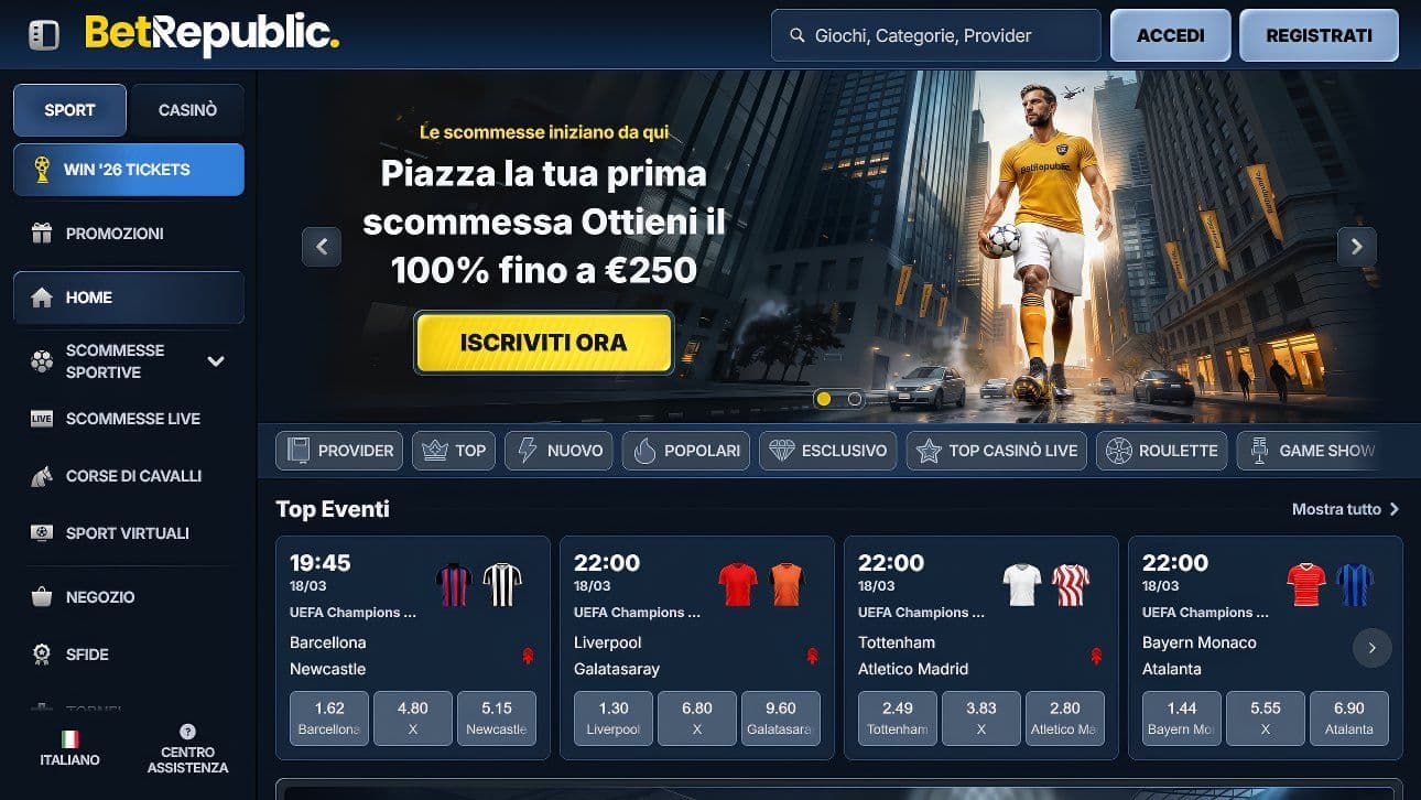 BetRepublic Homepage Desktop