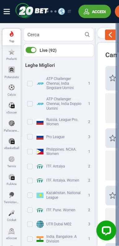 20Bet Scommesse Sportive Live Mobile