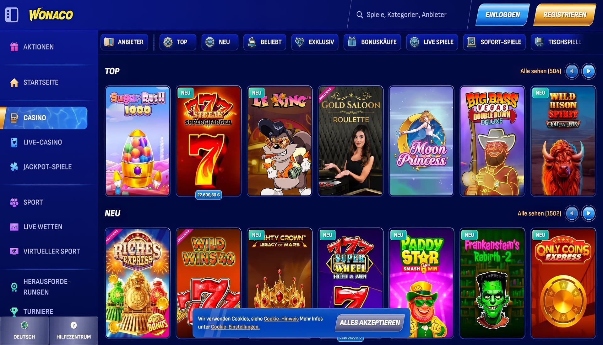 wonaco spielautomaten desktop