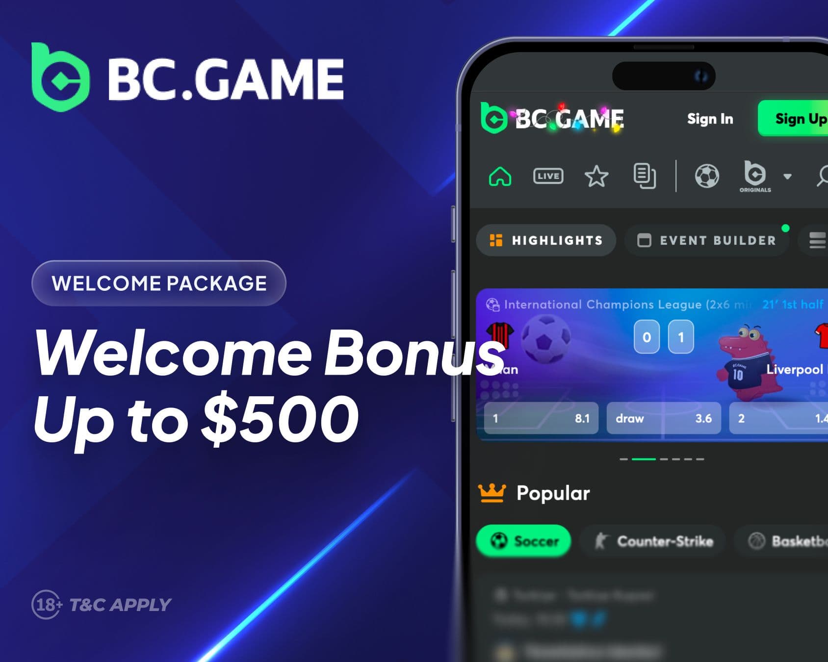 bcgame sportsbook welcome offer