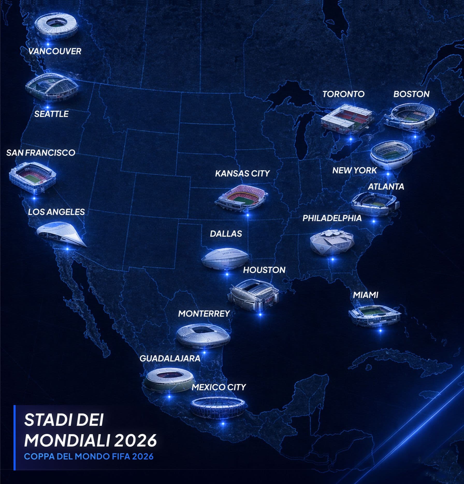 Mappa Stadi Mondiale 2026