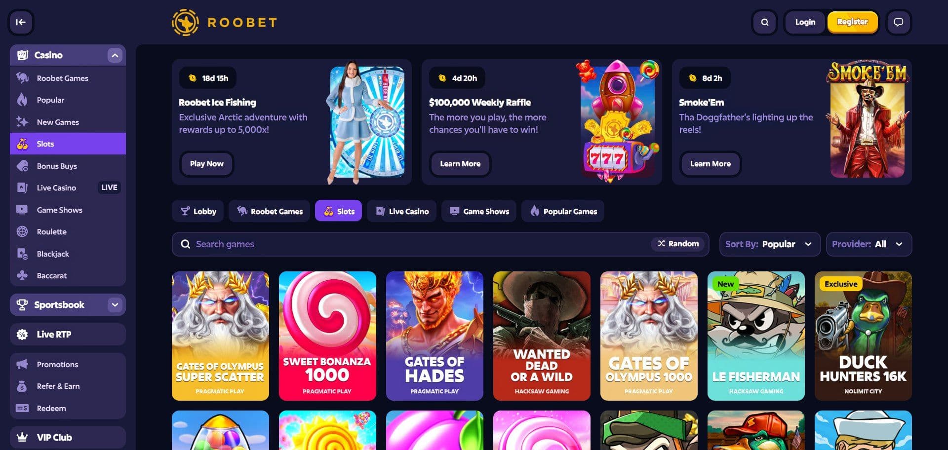Roobet Casino Slot Desktop