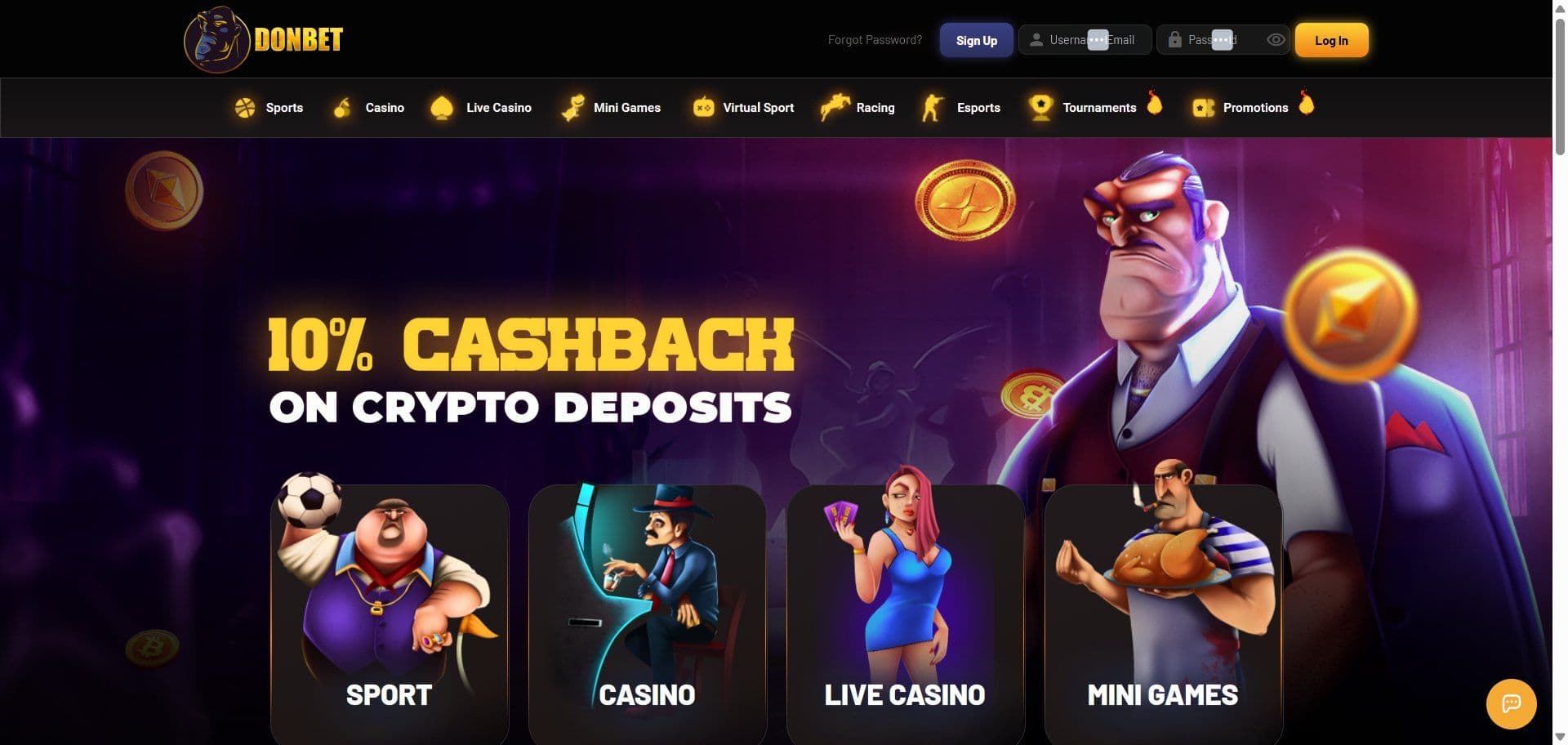 Donbet Casino Home Desktop