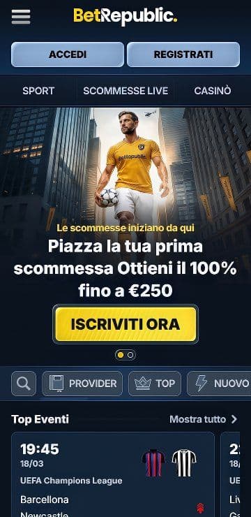 BetRepublic Homepage Mobile