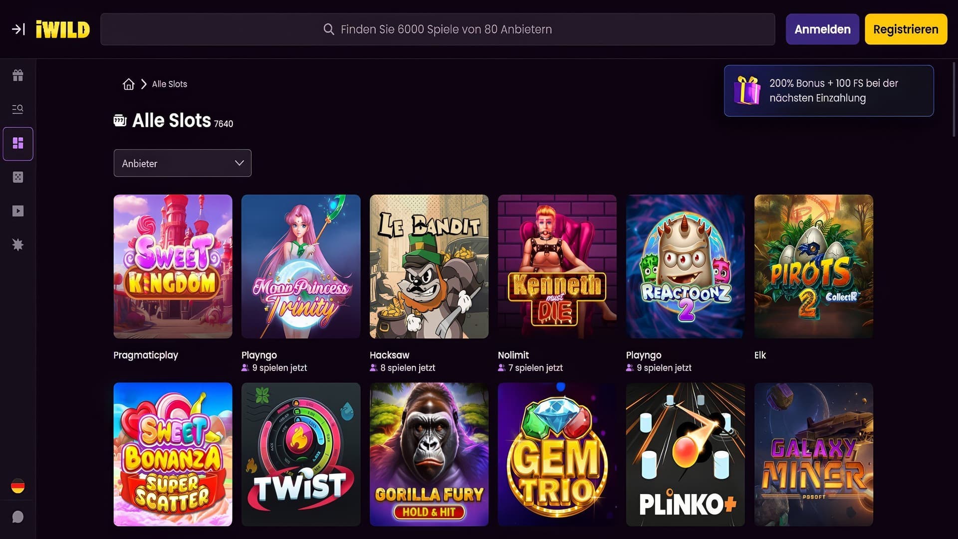 iWild Spielautomaten Desktop