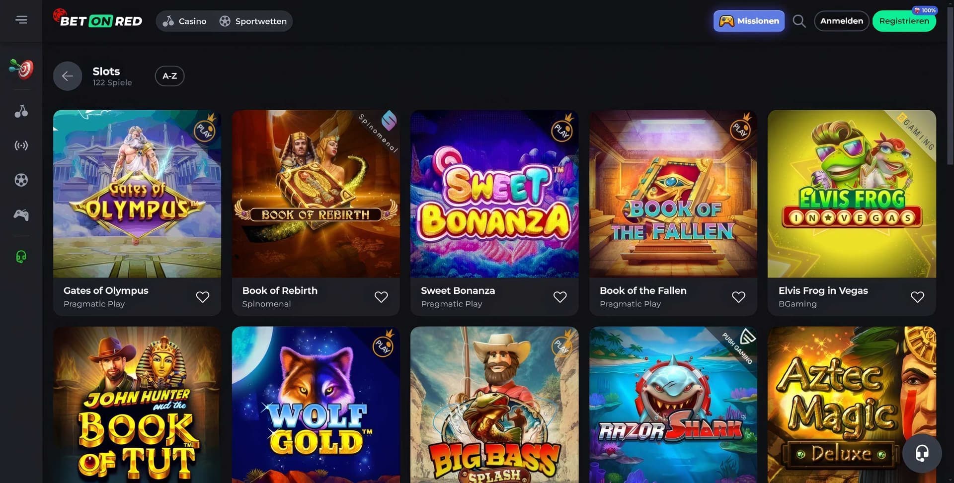 BetOnRed Casino Slots Desktop