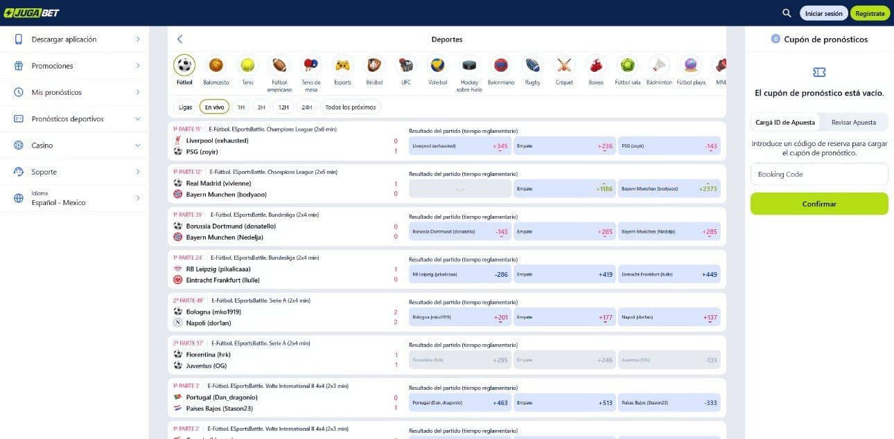 Apuestas en vivo de jugabet