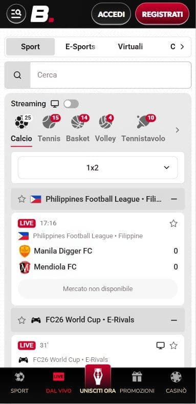 Betista Live Betting Mobile