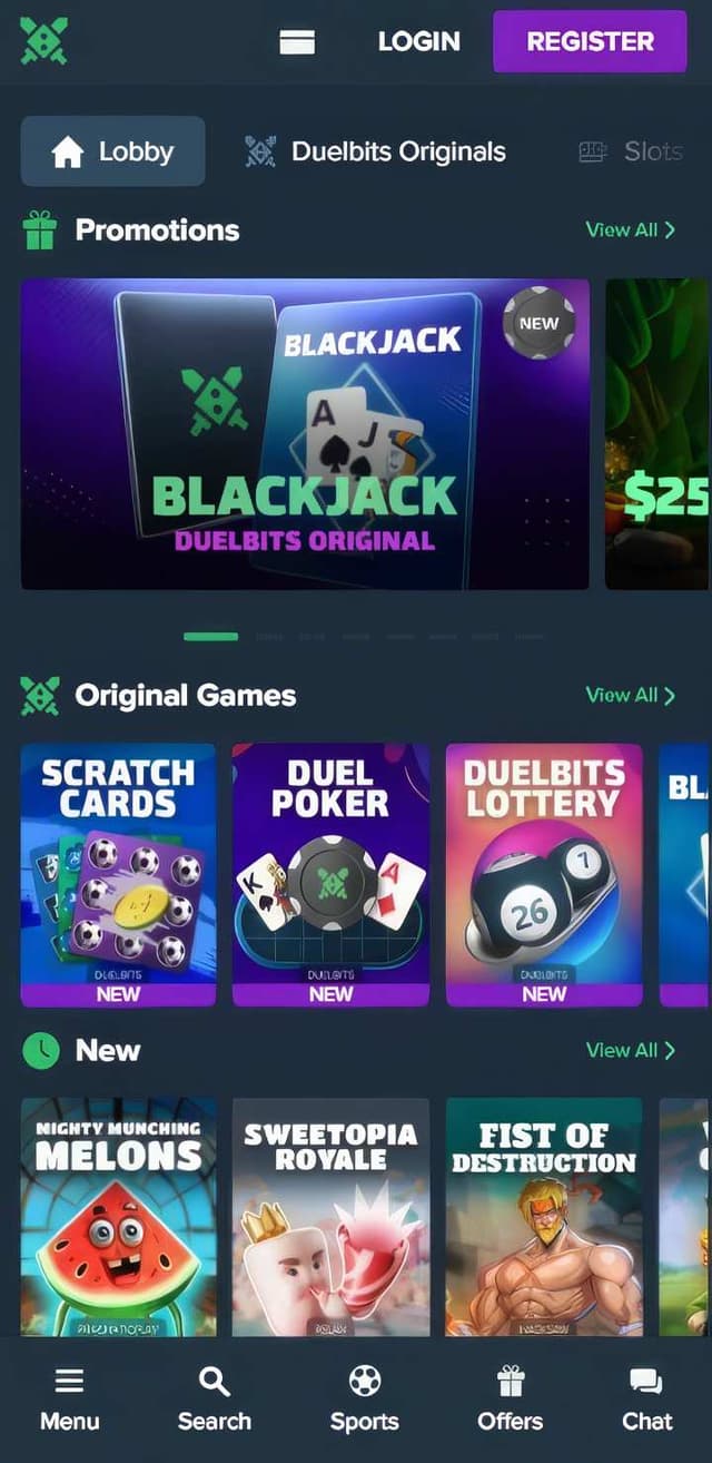 duelbits homepage mobile