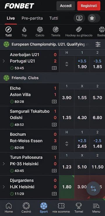 Fonbet Scommesse Live Mobile