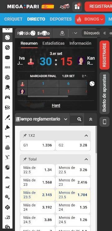 Apuestas en vivo de megapari mobile