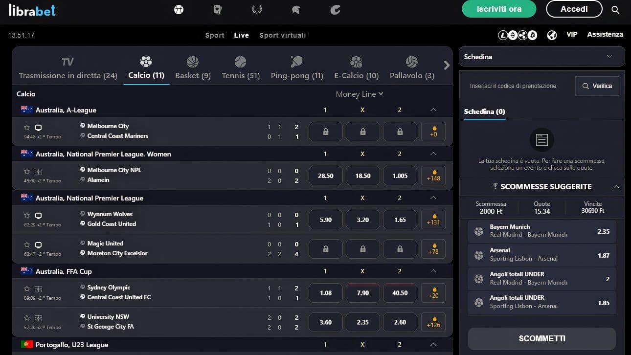 LibraBet Scommesse Sportive Live Desktop