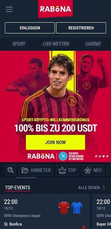 rabona homepage mobile