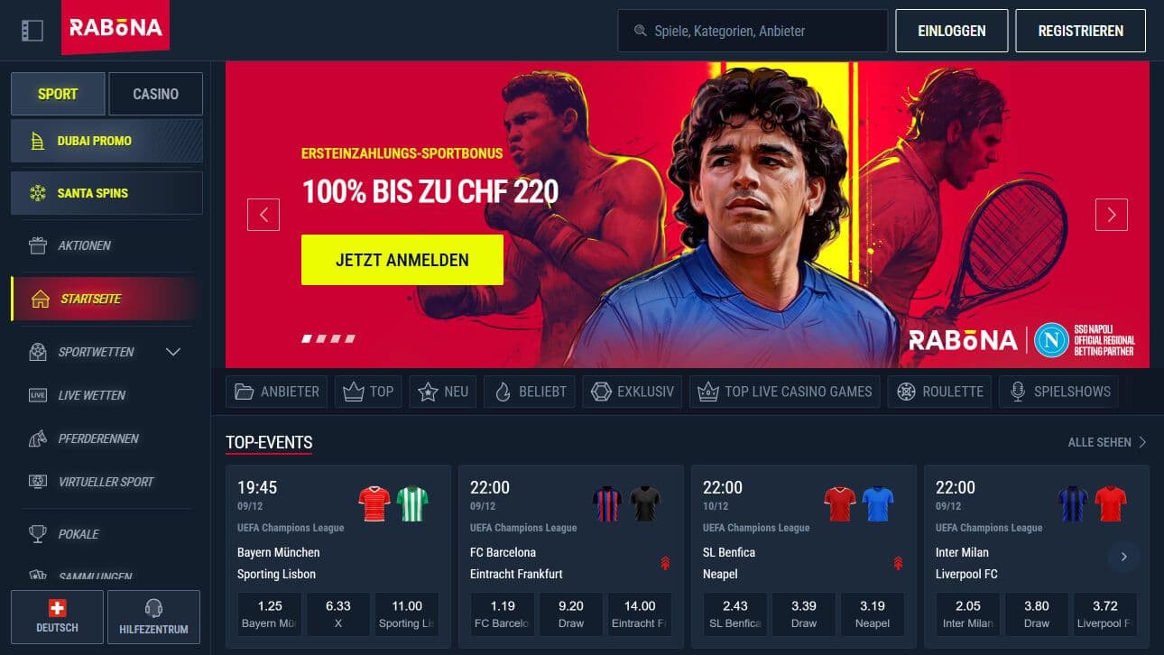 rabona homepage desktop