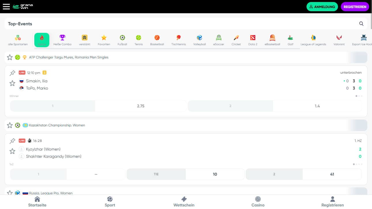 GranaWin LIvewetten Desktop