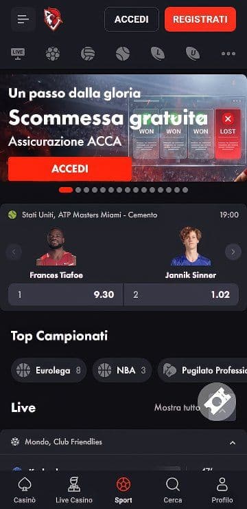 Rooster.Bet Homepage Mobile