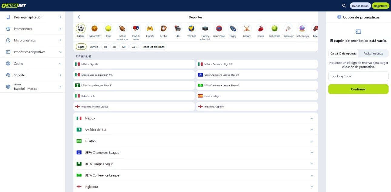 Lobby de inicio de jugabet