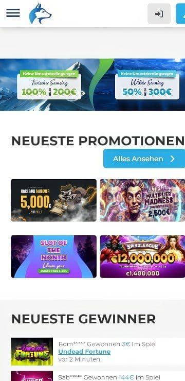 mobile wolfy homepage