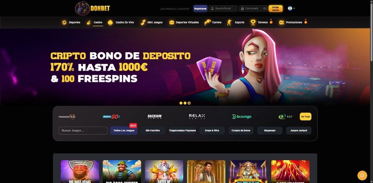 Lobby de inicio de donbet