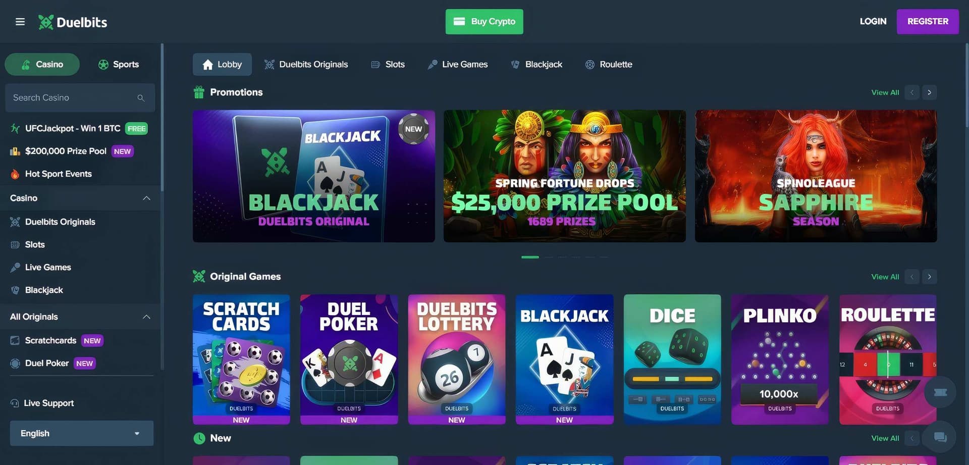 duelbits homepage desktop