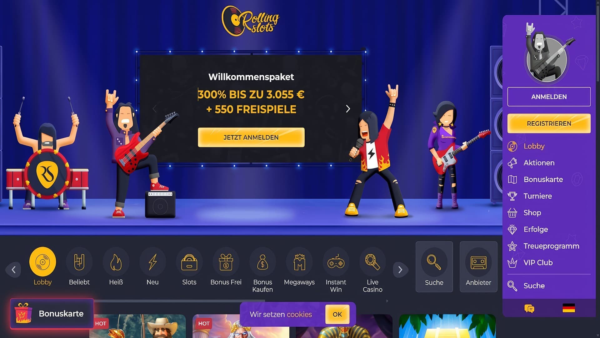 rolling slots homepage desktop