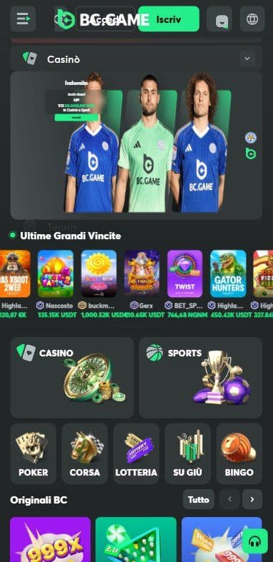 BC.game Homepage Mobile