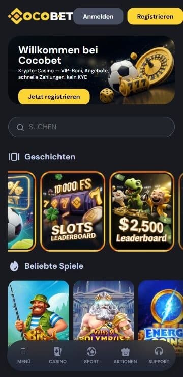 Cocobet Homepage Mobile