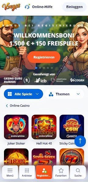 V.Vegas Homepage Mobile