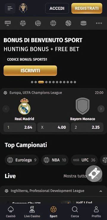 FortunePlay Sport Homepage Mobile