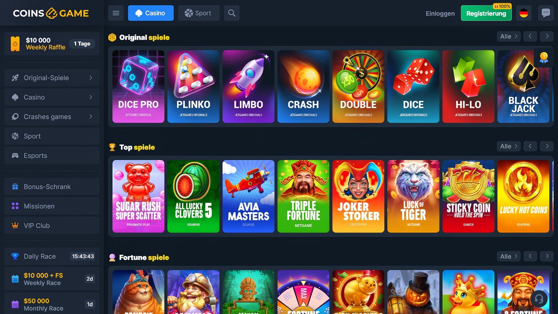 Coins.game Casino Slots Desktop