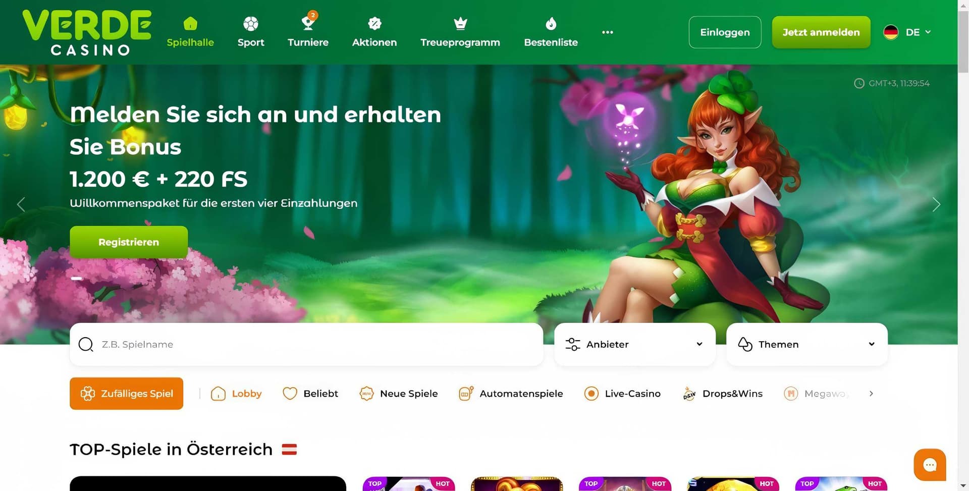 verde casino homepage desktop