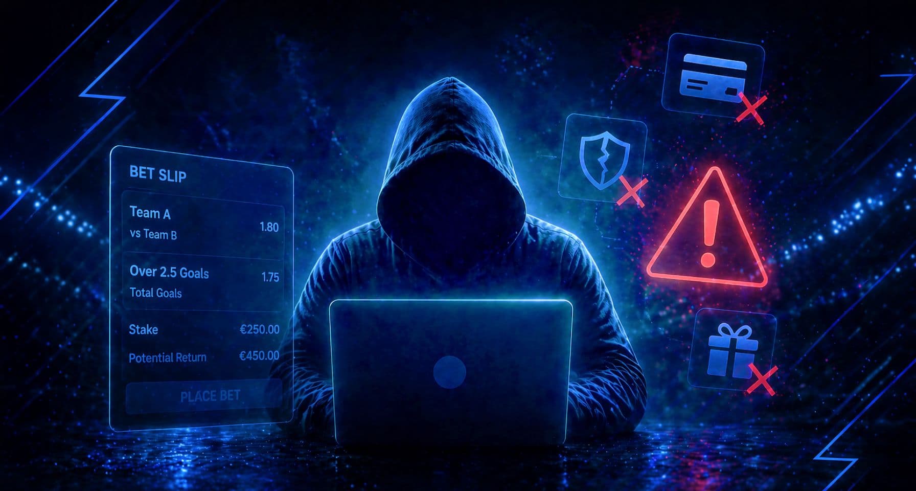 Red scam alert shield illustrating betting fraud warning signs on Noxwin guide.