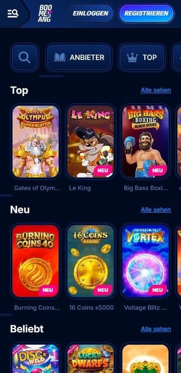 Boomerang Bet Slots Mobile