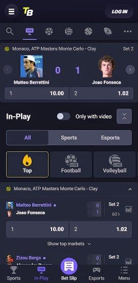 TenoBet Mobile Live Betting
