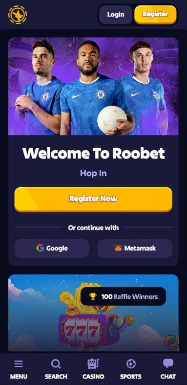 Roobet Homepage Mobile