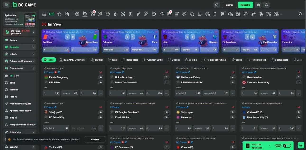 Apuestas en vivo de 22bet