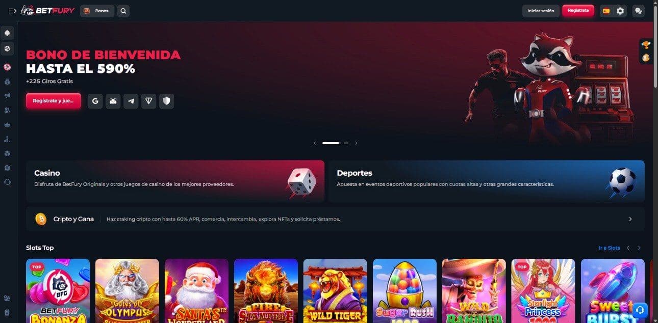 Lobby de inicio de betfury