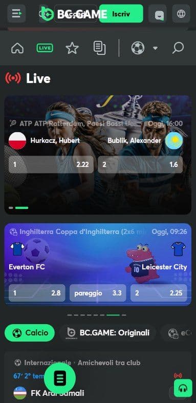 BC.game Live Betting Mobile